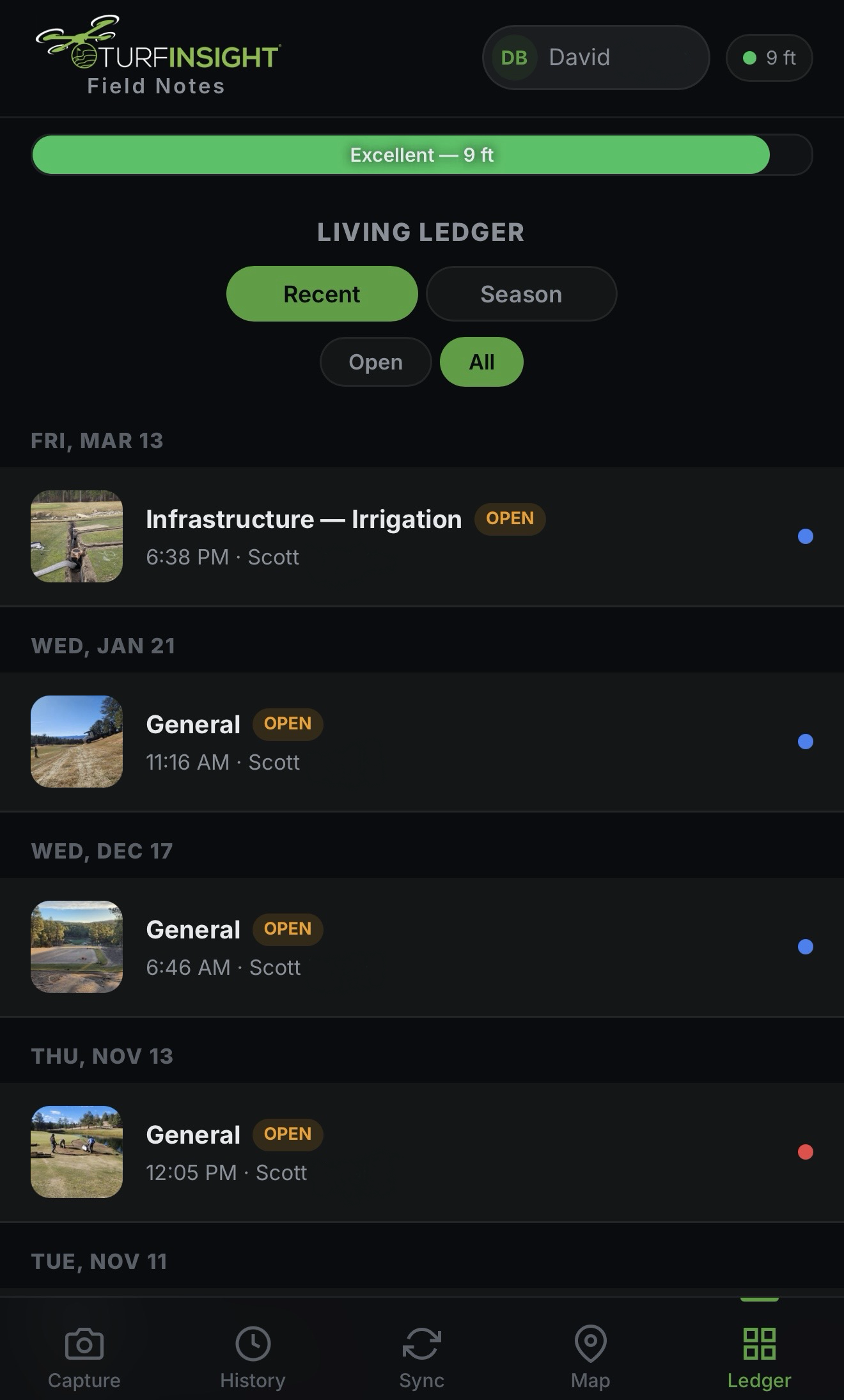 History timeline view